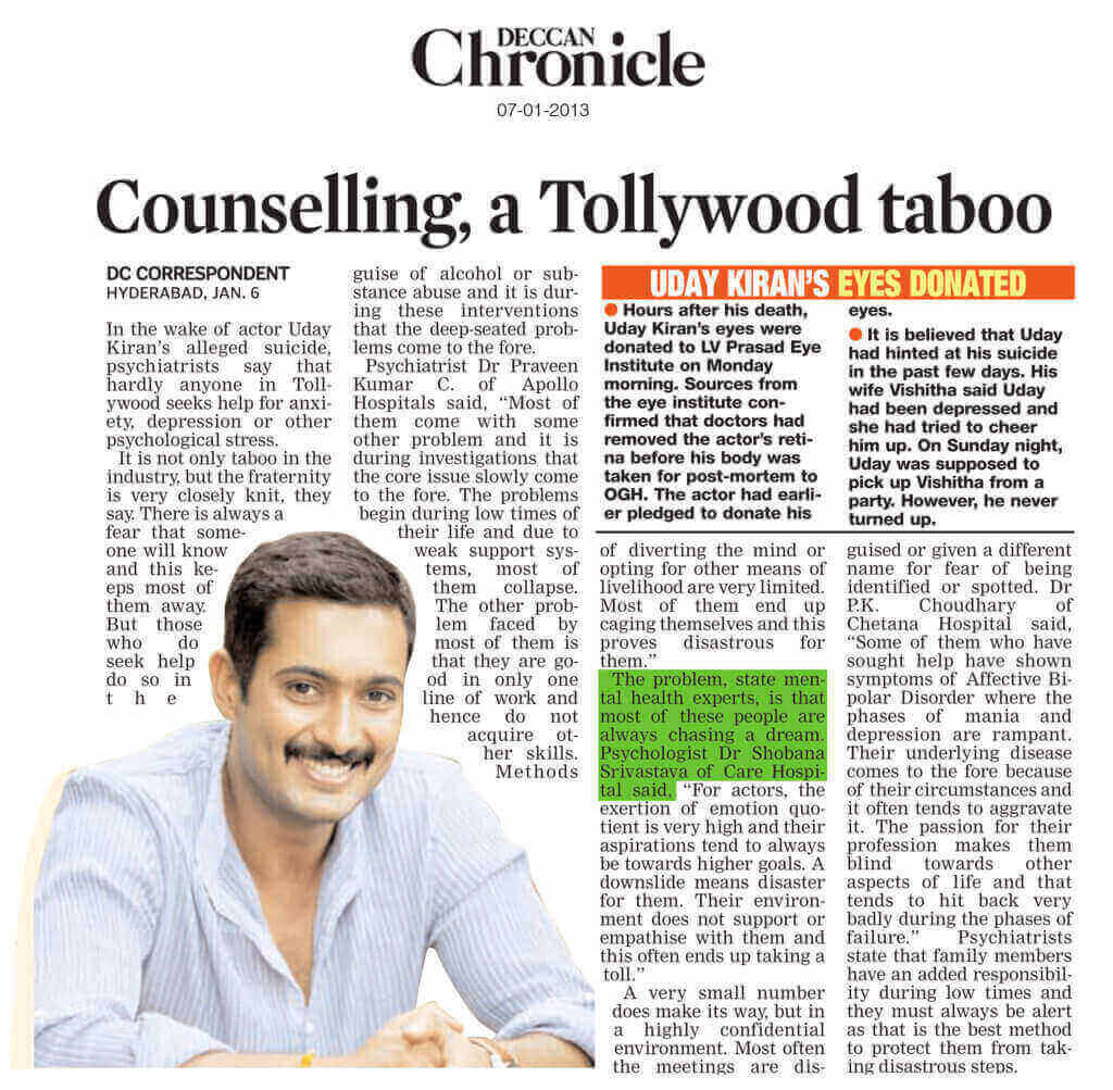 Counselling, a Tollywood taboo article