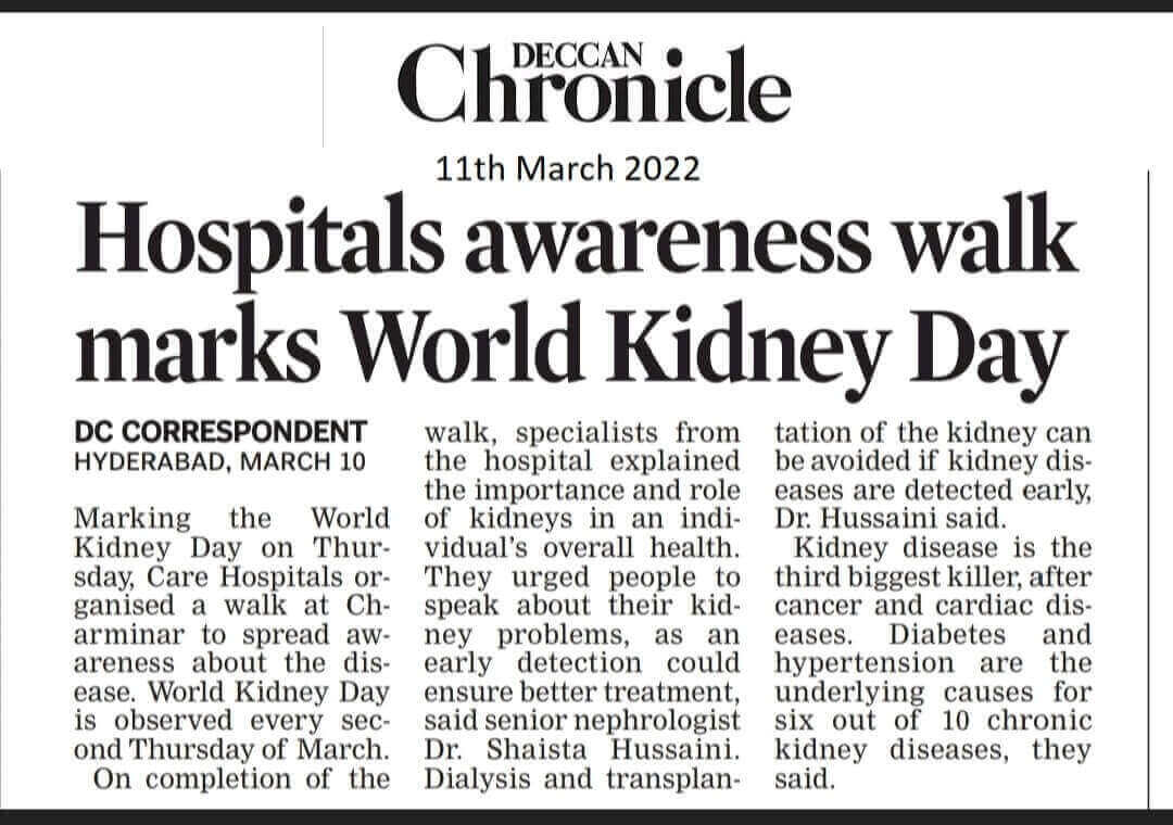 World Kidney Day Observes at CARE Hospitals, Banjara Hills