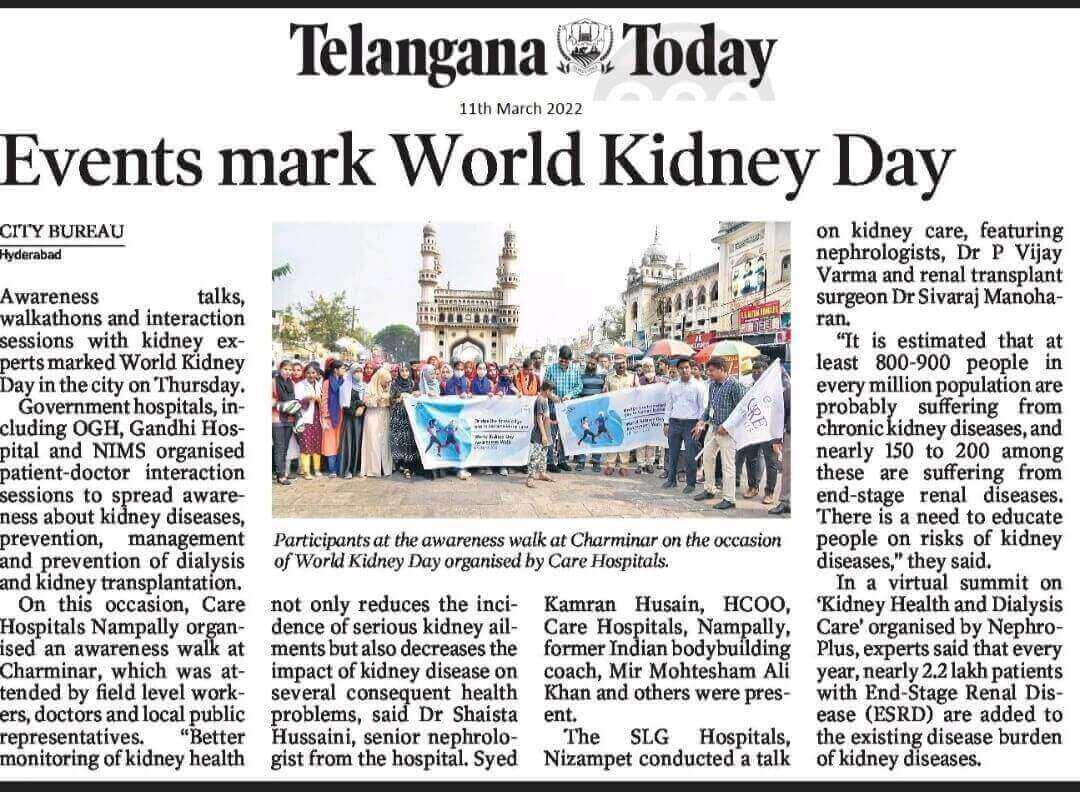 World Kidney Day Observes at CARE Hospitals, Nampally