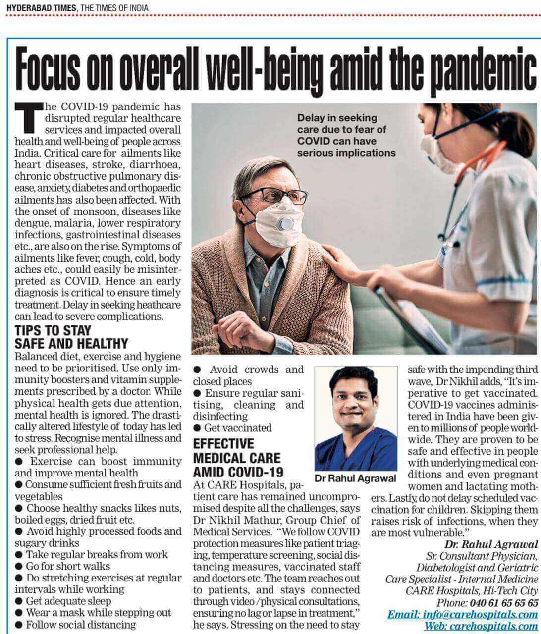 Advertorial on Preventive Medicine by Dr. Rahul Agarwal - Sr. Consultant General Medicineby Hyderabad Times 