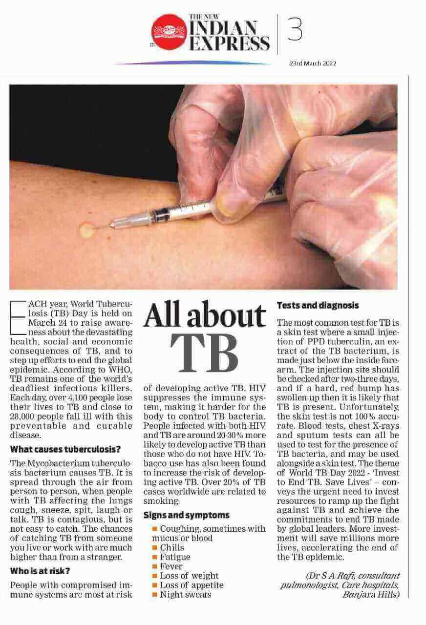 Article on Tuberculosis (TB) by Dr. S A Rafi - Consultant Pulmonologist