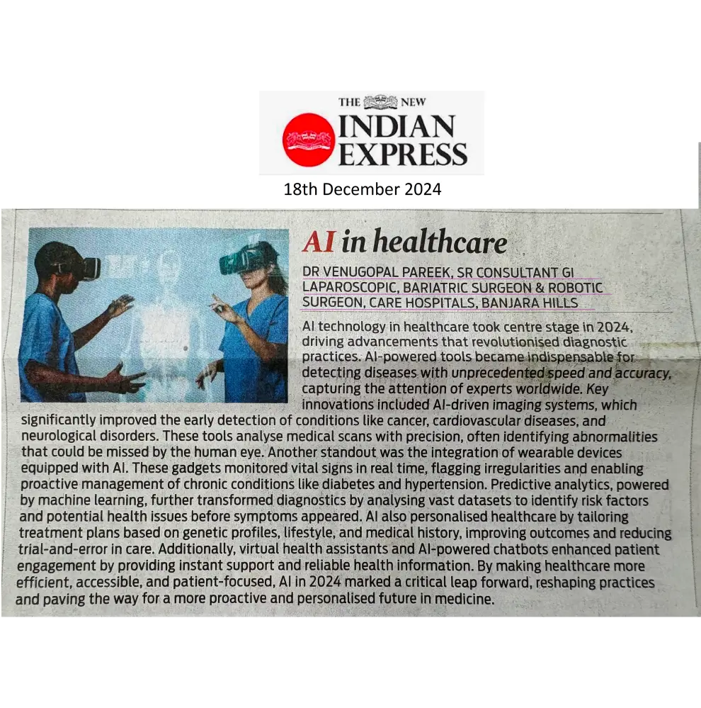AI in Health Care: Insights by Dr. Venugopal Pareek CARE Hospitals Banjara Hills
