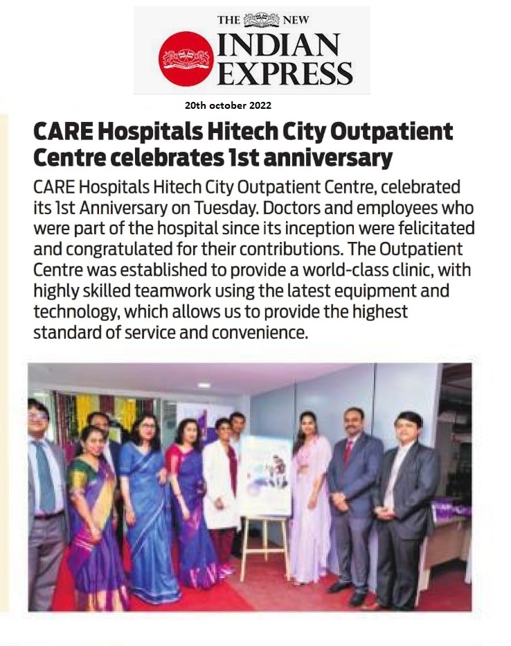 CARE Hospitals HITEC ಸಿಟಿ ಹೊರರೋಗಿ ಕೇಂದ್ರವು 1ನೇ ವಾರ್ಷಿಕೋತ್ಸವವನ್ನು ಆಚರಿಸುತ್ತದೆ
