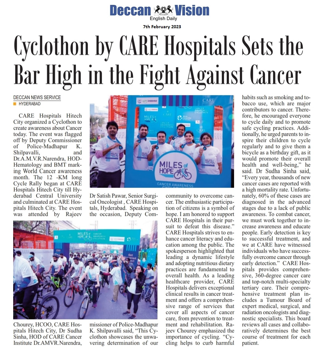 Cyclothan by CARE Hospitals Hitech City News in Deccan Vision 