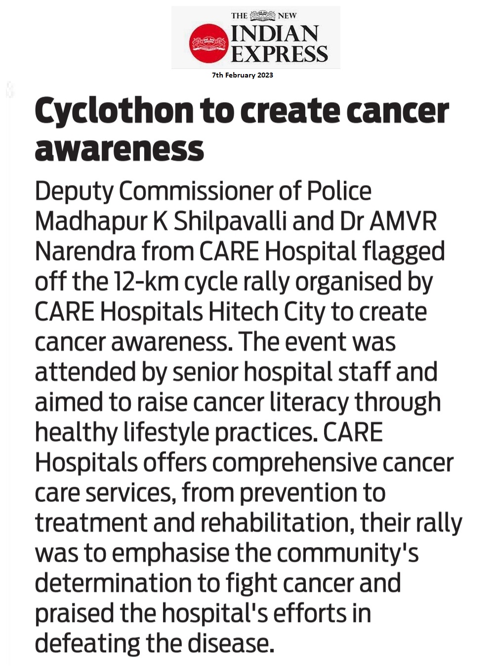 Cyclothan News Coverage in The New Indian Express