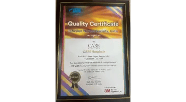 INFUZE Certification by the Infusion Nurses Society – India (INS-India) - CARE Hospitals, Banjara Hills