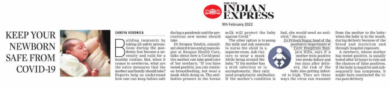 Keep your New Born Safe from COVID-19 News Quote by Dr. Pritesh Nagar - Associate Clinical Director and Head of Pediatrics