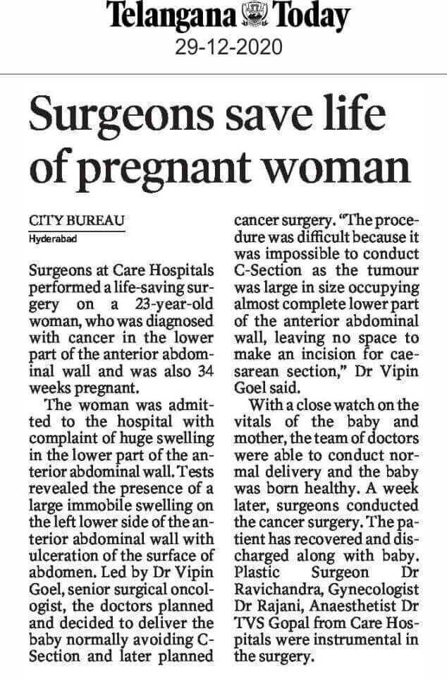 सर्जनों ने बचाई गर्भवती महिला की जान