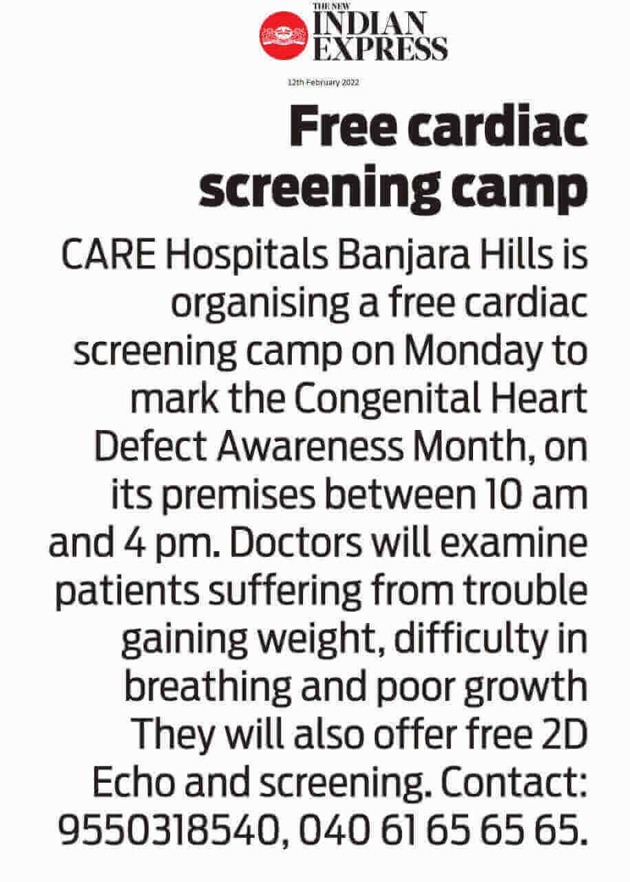 Pediatric Cardiology Free Screening Camp at CARE Hospitals, Banjara Hills