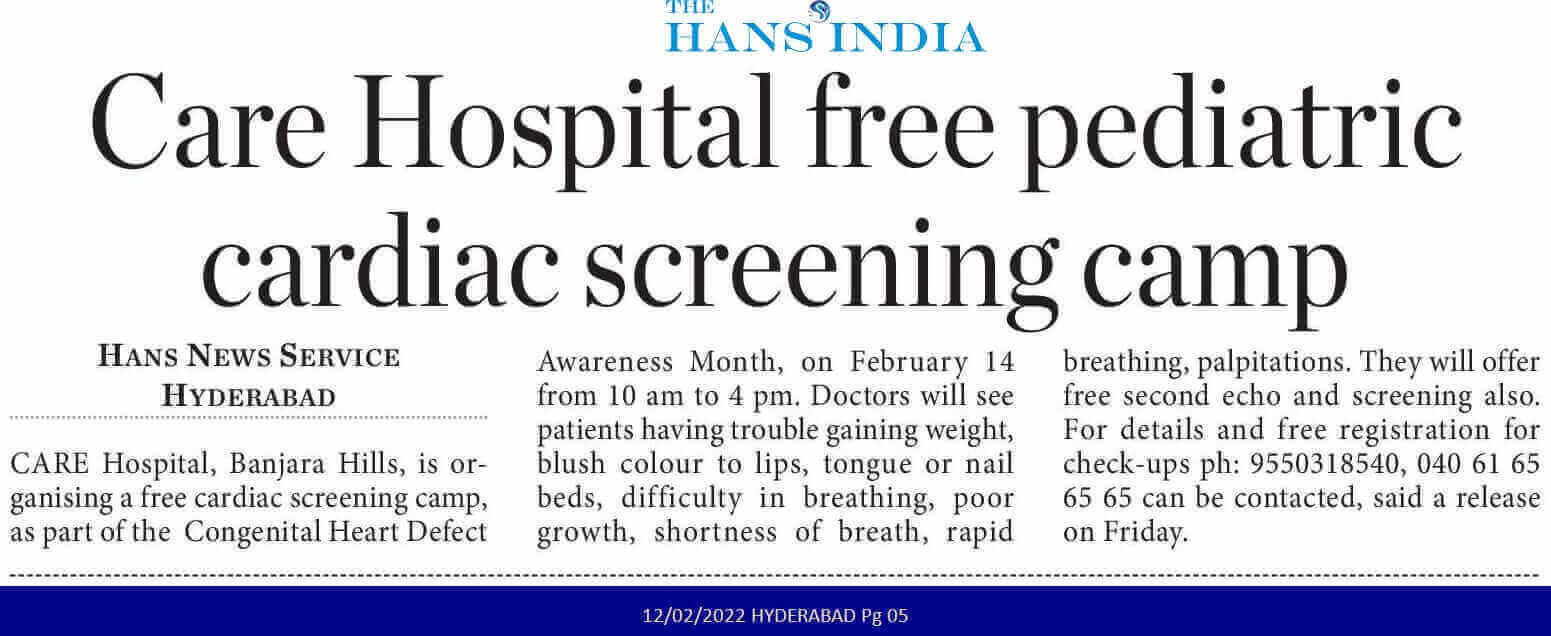 Pediatric Cardiology Free Screening Camp at CARE Hospitals, Banjara Hills