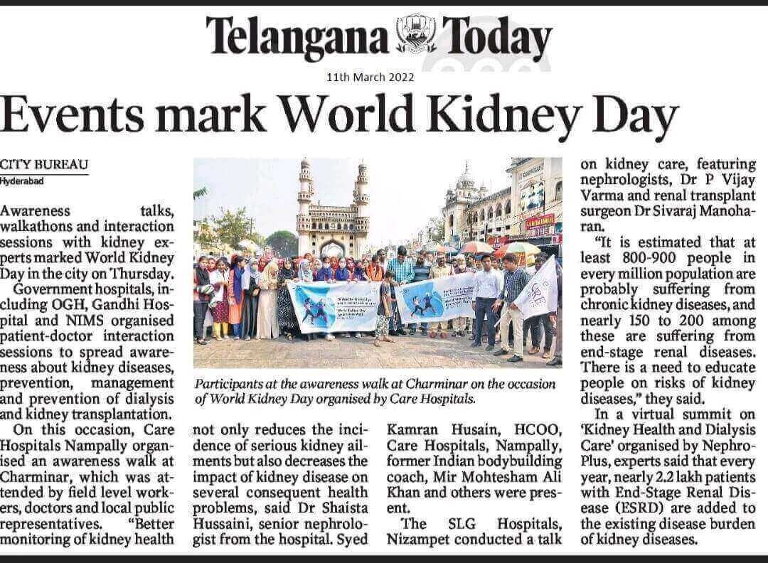 World Kidney Day Observes at CARE Hospitals, Nampally