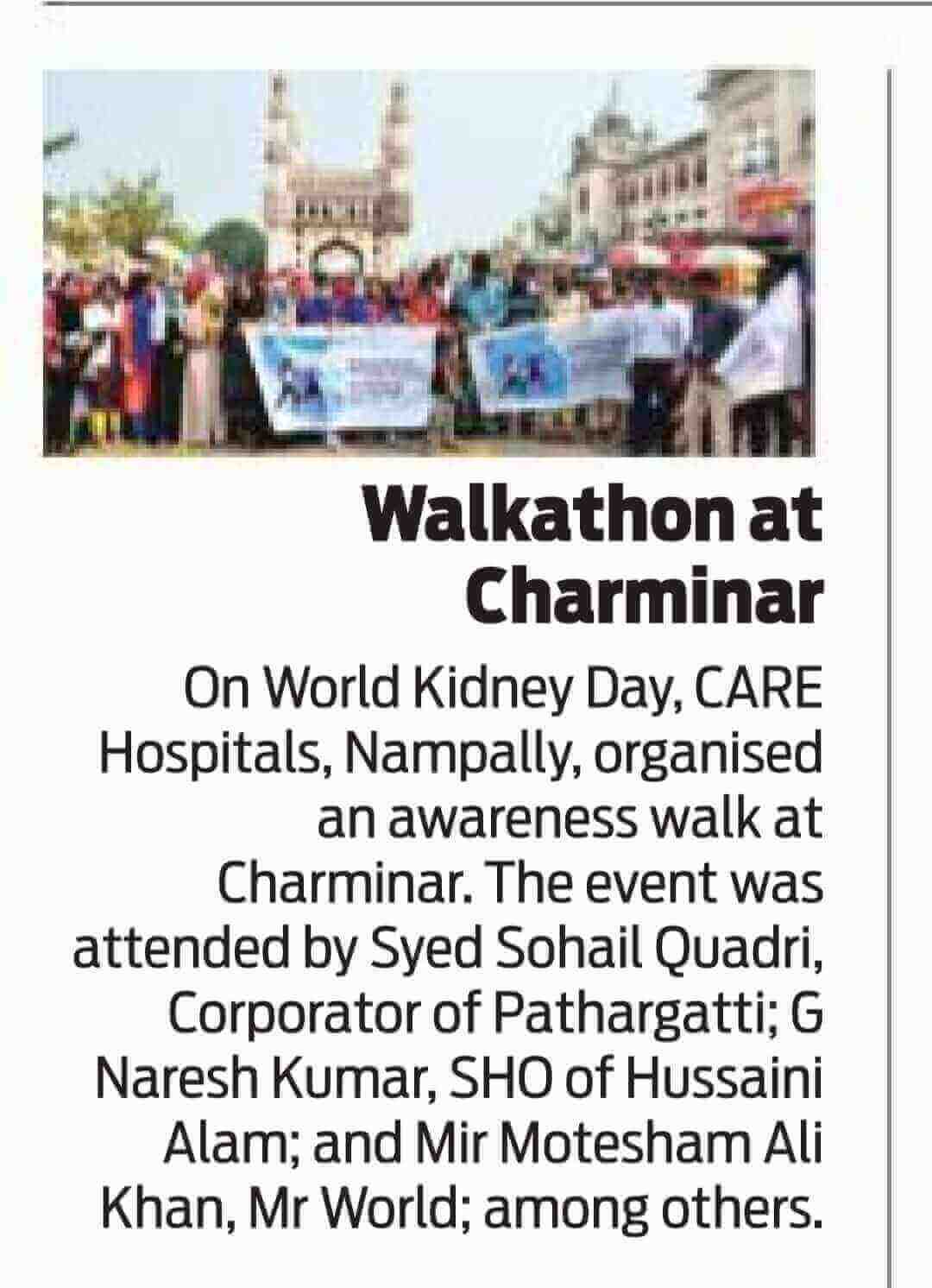 Maalinta Kelyaha Adduunka Walkathon ee Cisbitaallada CARE, Nampally